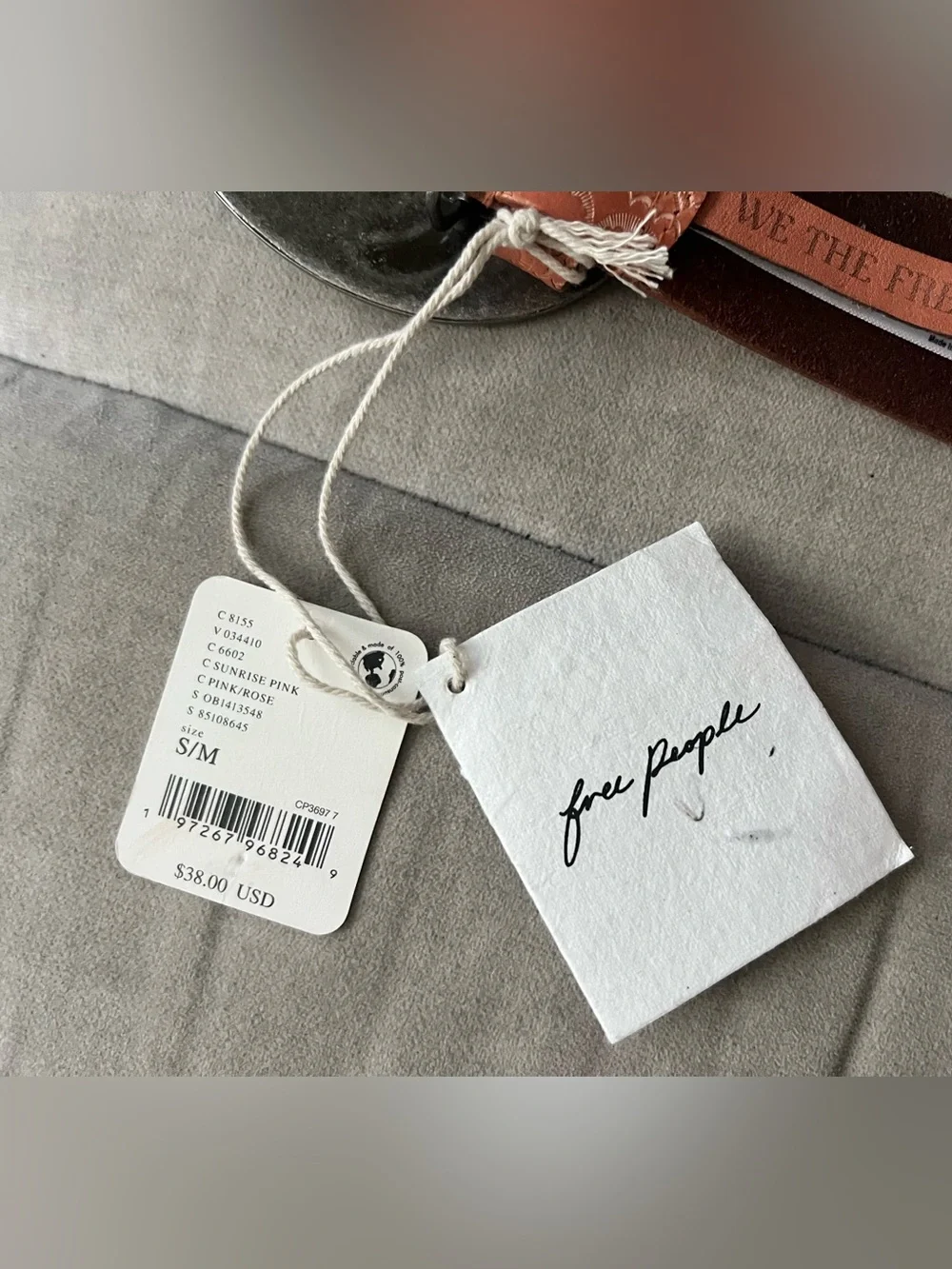 Free People Duke Concho Belt in Peachie Pie Size S/M NWT